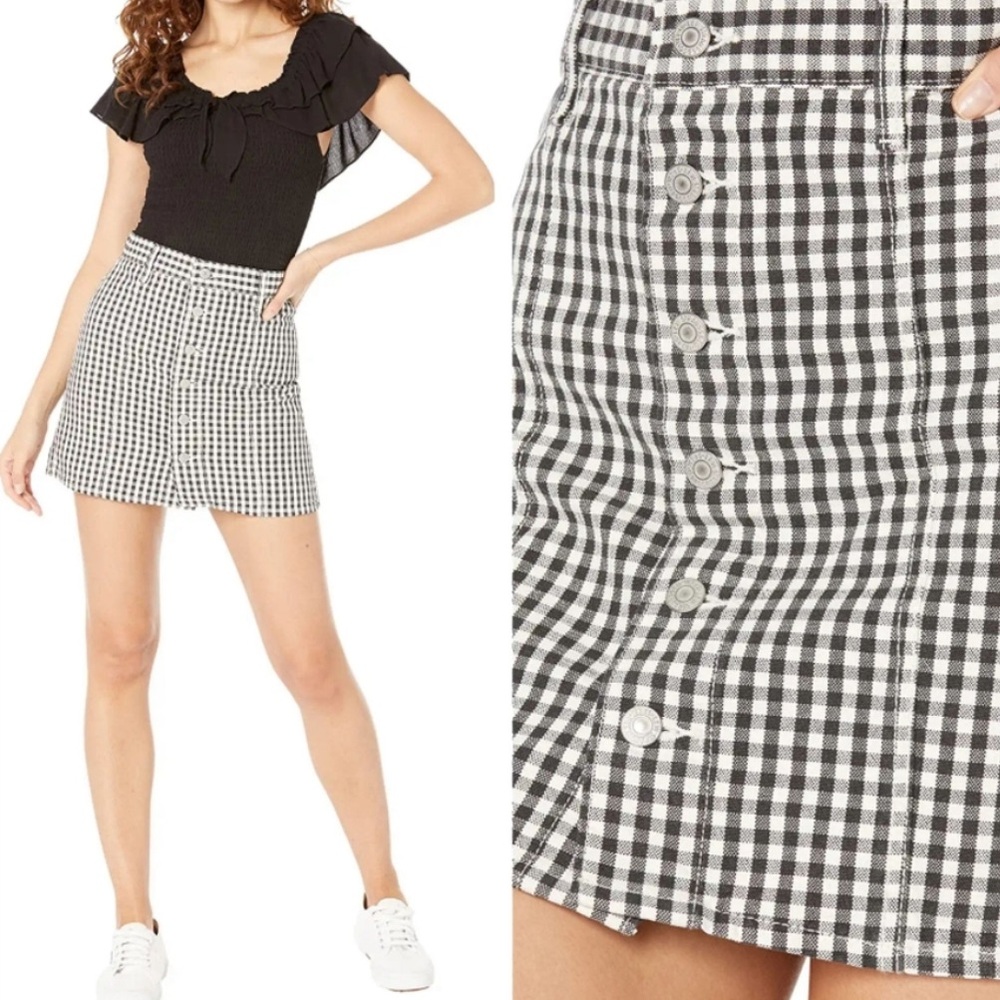 Levi's Green and White Gingham Mini Skirt